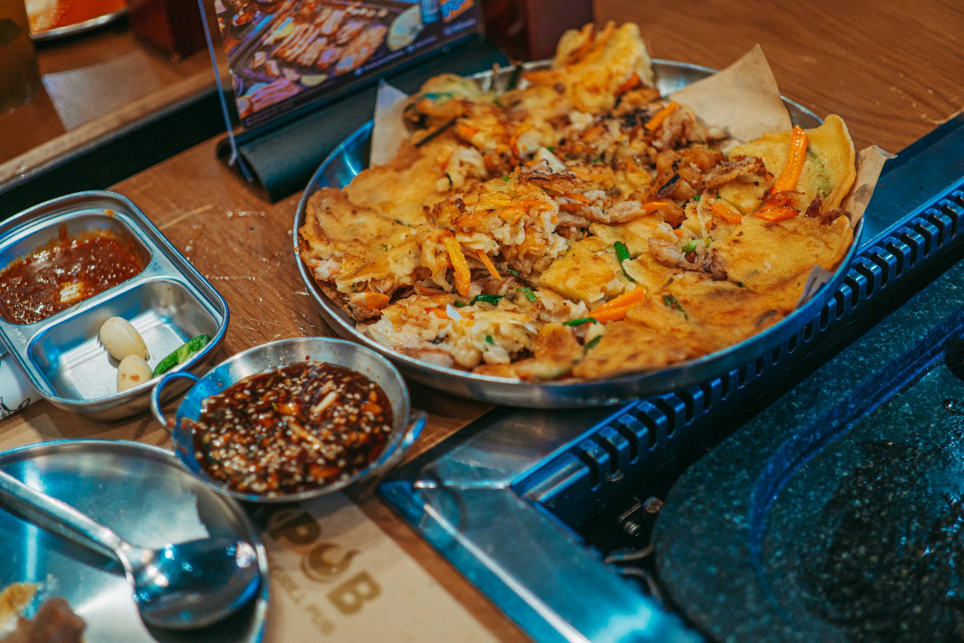 Pajeon (pan-fried green onion and seafood)